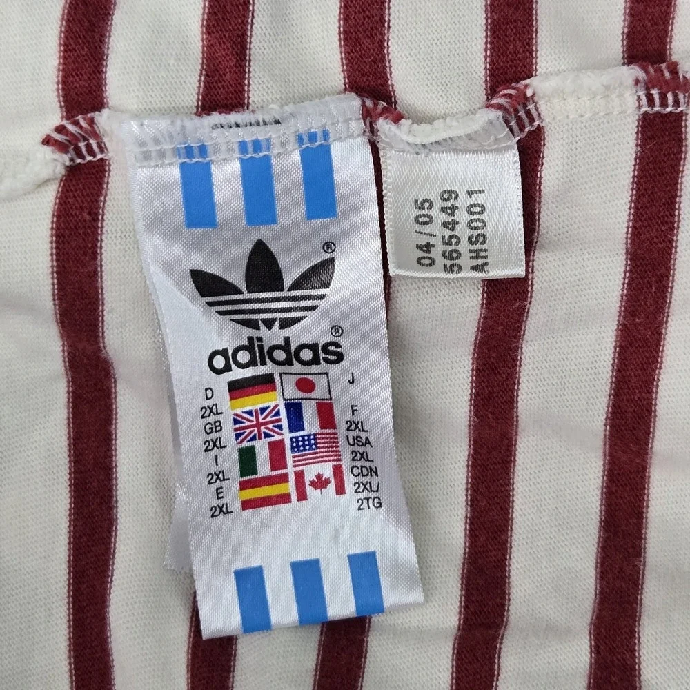 VINTAGE Adidas Men Polo 2XL White Embroidered Striped Trefoil Logo Y2K Golf
